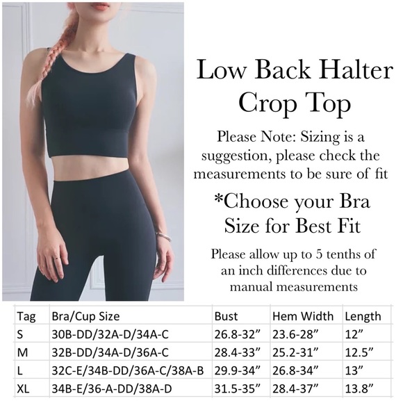 Black Yoga Sport Halter Low Back Crop Top - Picture 16 of 16